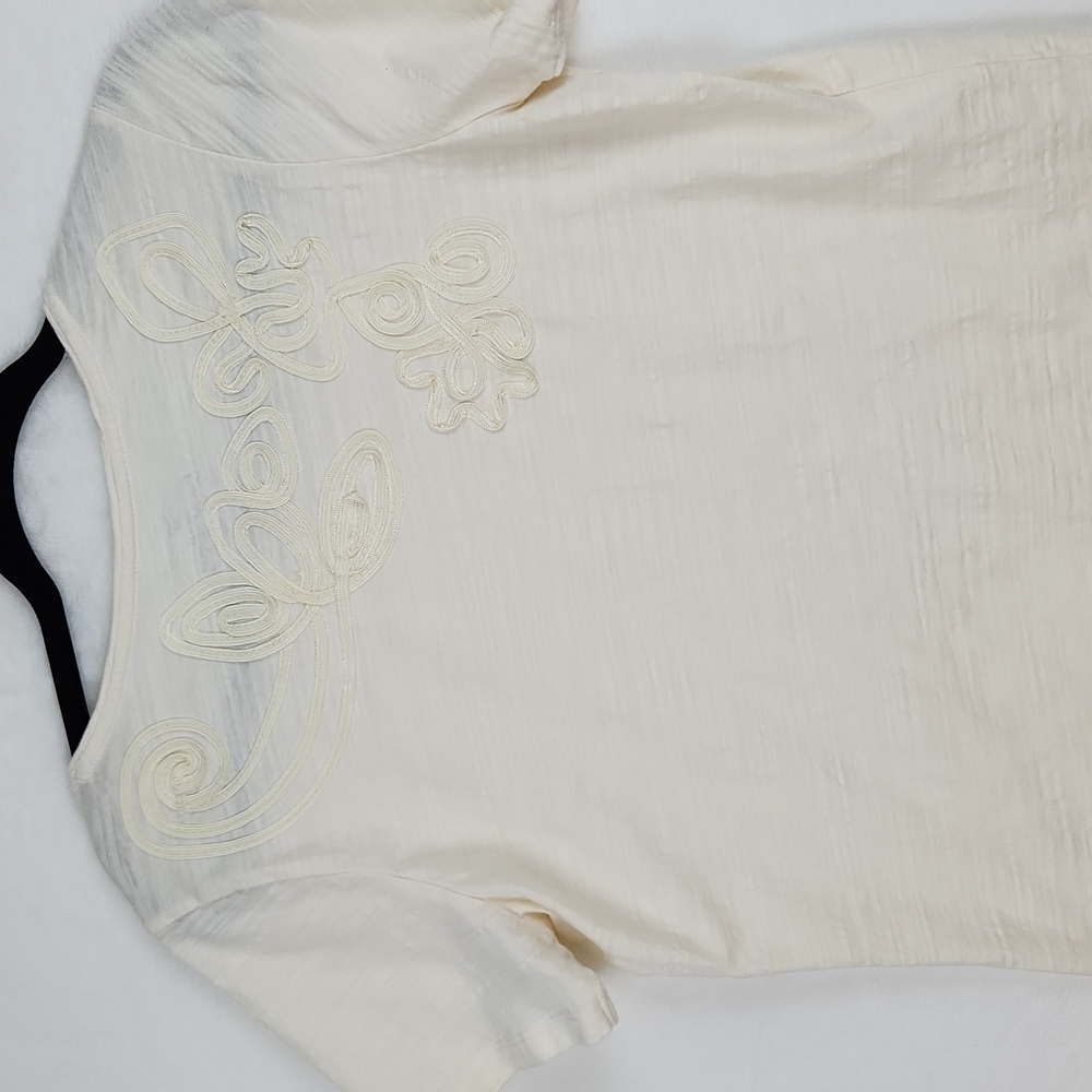 Coral Bay Women's Short Sleeve Top Ivory Size Medium cz108 - Picture 9 of 11